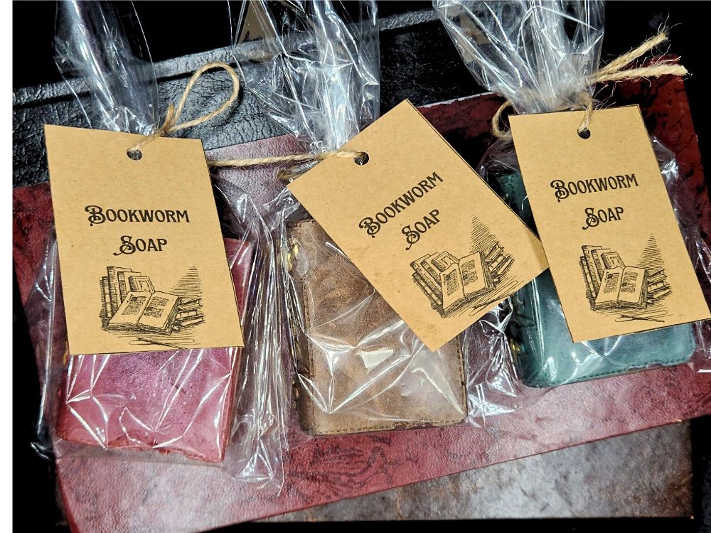 Bookworm Glycerin Soap , Hot Chocolate fragrance, Handpainted gold accents, 80 Grams