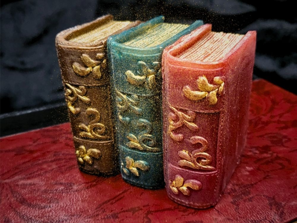 Bookworm Glycerin Soap , Hot Chocolate fragrance, Handpainted gold accents, 80 Grams