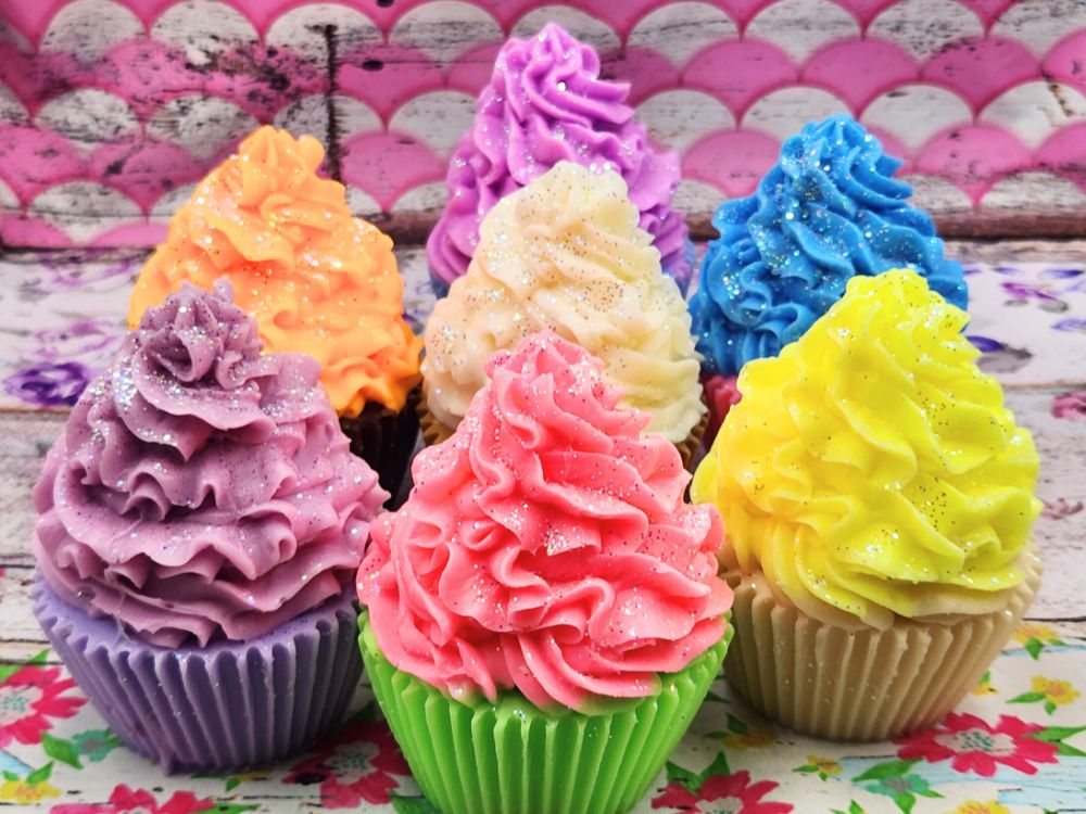 Sparkly Cupcake Glycerin Soaps, 3D Life size, Multiple Colours and Fragrances 140grams