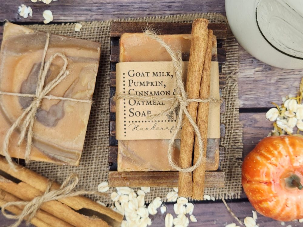 Fresh Goat Milk, Pumpkin, Cinnamon and Oatmeal Soap, Rustic Farmhouse, Handcrafted 130g