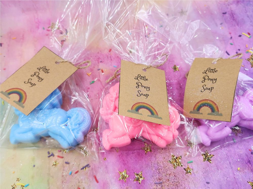 Little Ponies Sparkly Glycerin Soap, Strawberries and Cream, Jelly Beans, Candy Fluff, 65 Grams