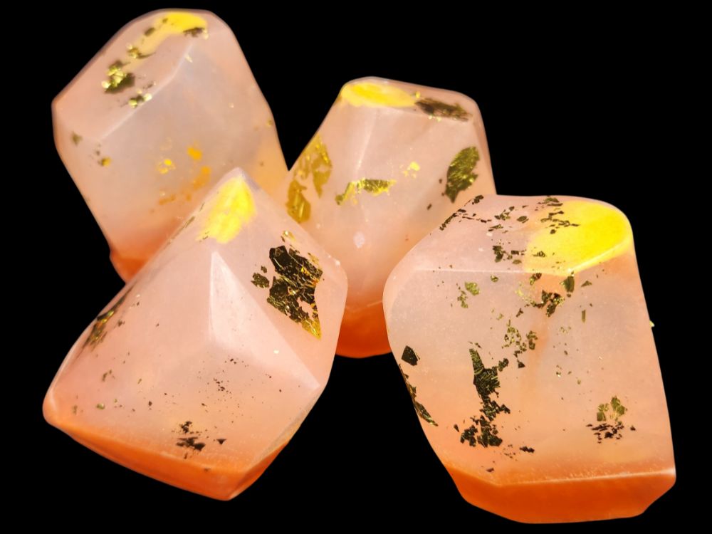 Gemstone Glycerin Soap- Nag Champa-Handpainted Gold Leaf