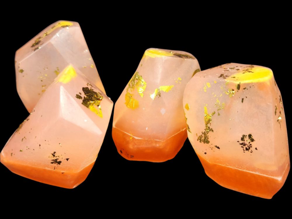 Gemstone Glycerin Soap- Nag Champa-Handpainted Gold Leaf