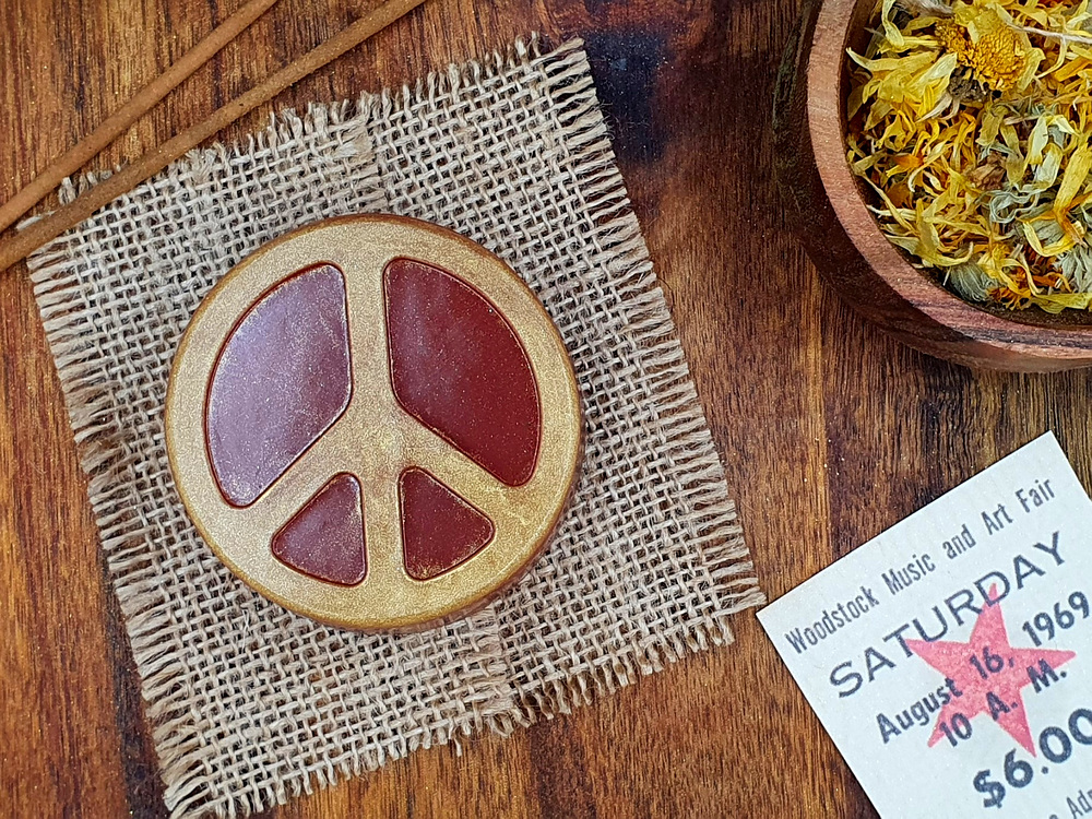 Nag champa  Peace Sign Soap with pink clay and calendula
