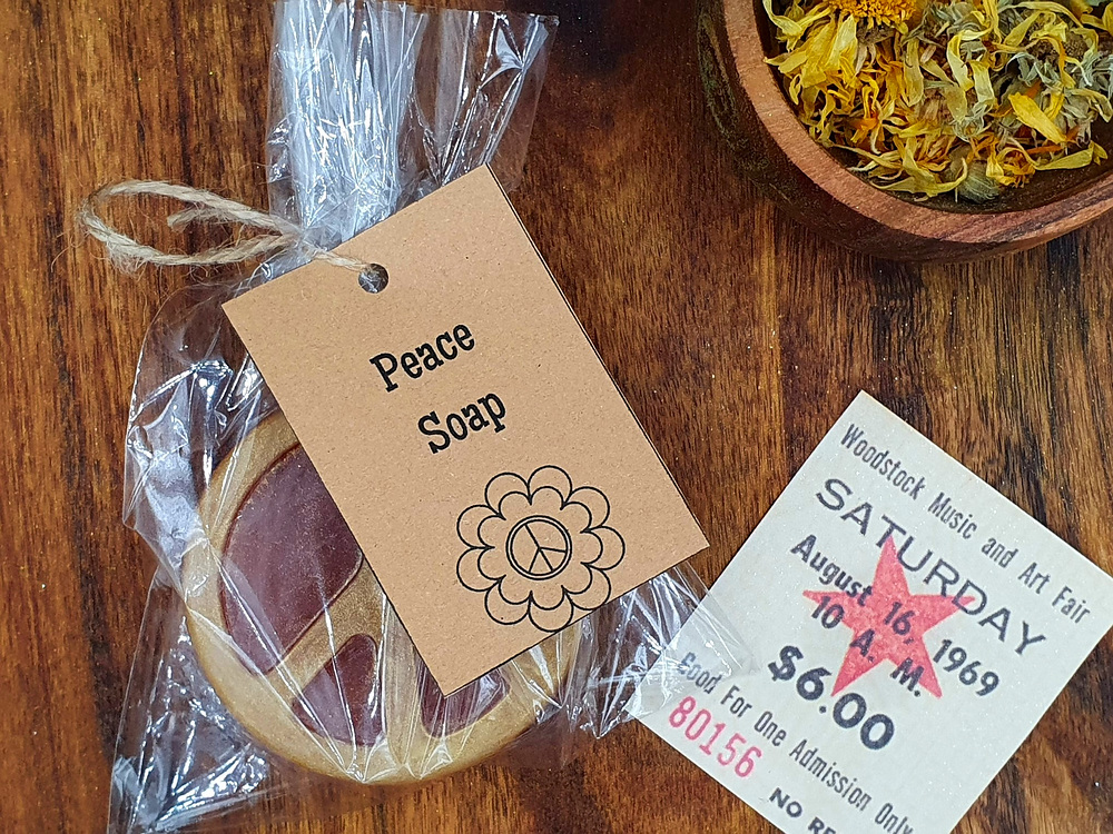 Nag champa  Peace Sign Soap with pink clay and calendula