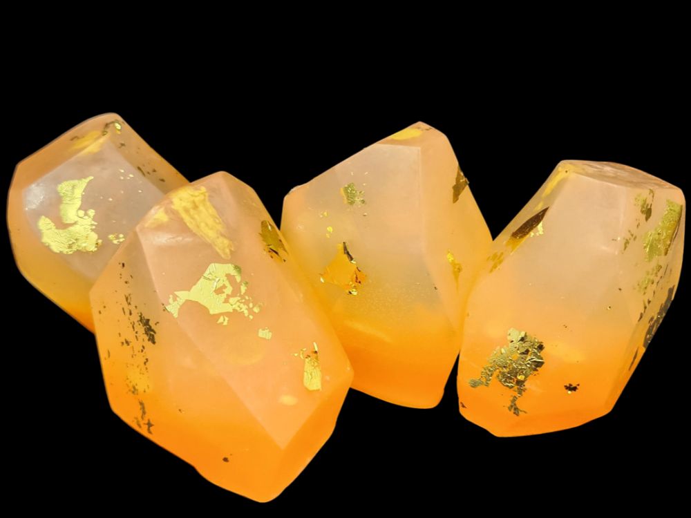 Gemstone Glycerin Soap- Orange Blossom Handpainted gold leaf