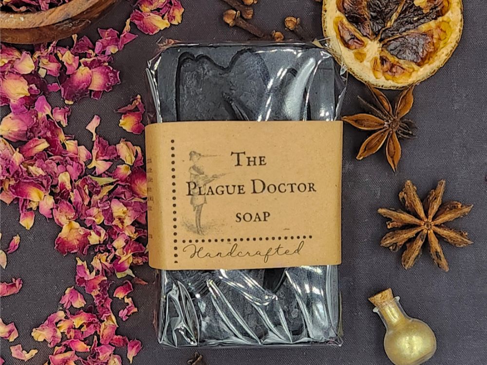 The Plague Doctor Glycerin Soap, Patchouli, Peppercorn, Vanilla, Sandalwood blend 100g