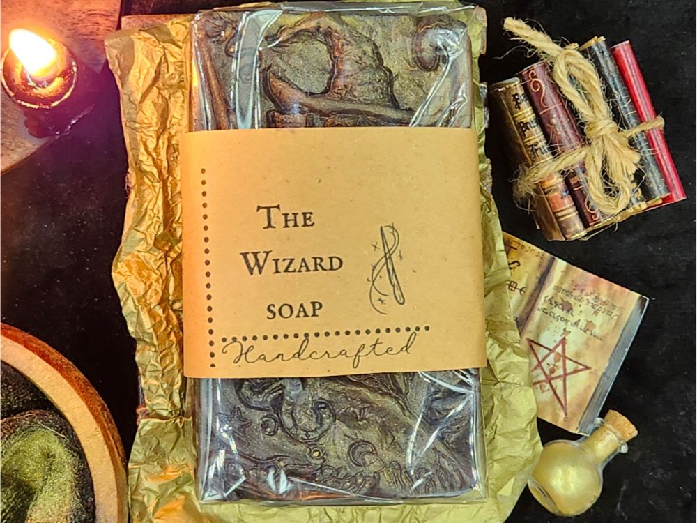 The Wizard Glycerin Soap with activated charcoal Frankincense and Myrrh 100g
